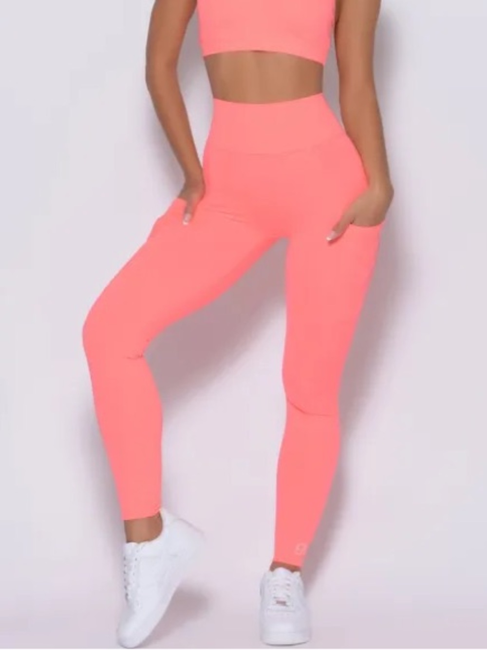 Bombshell Sportswear Coral Pink High-Waist Leggings - Picture 2 of 8